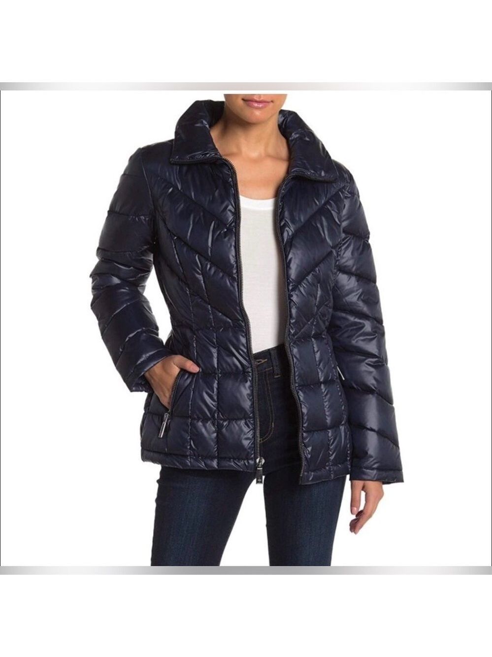 Kenneth Cole Winter Gorpcore Quilted Longline Duck Down Puffer Coat Jacket M